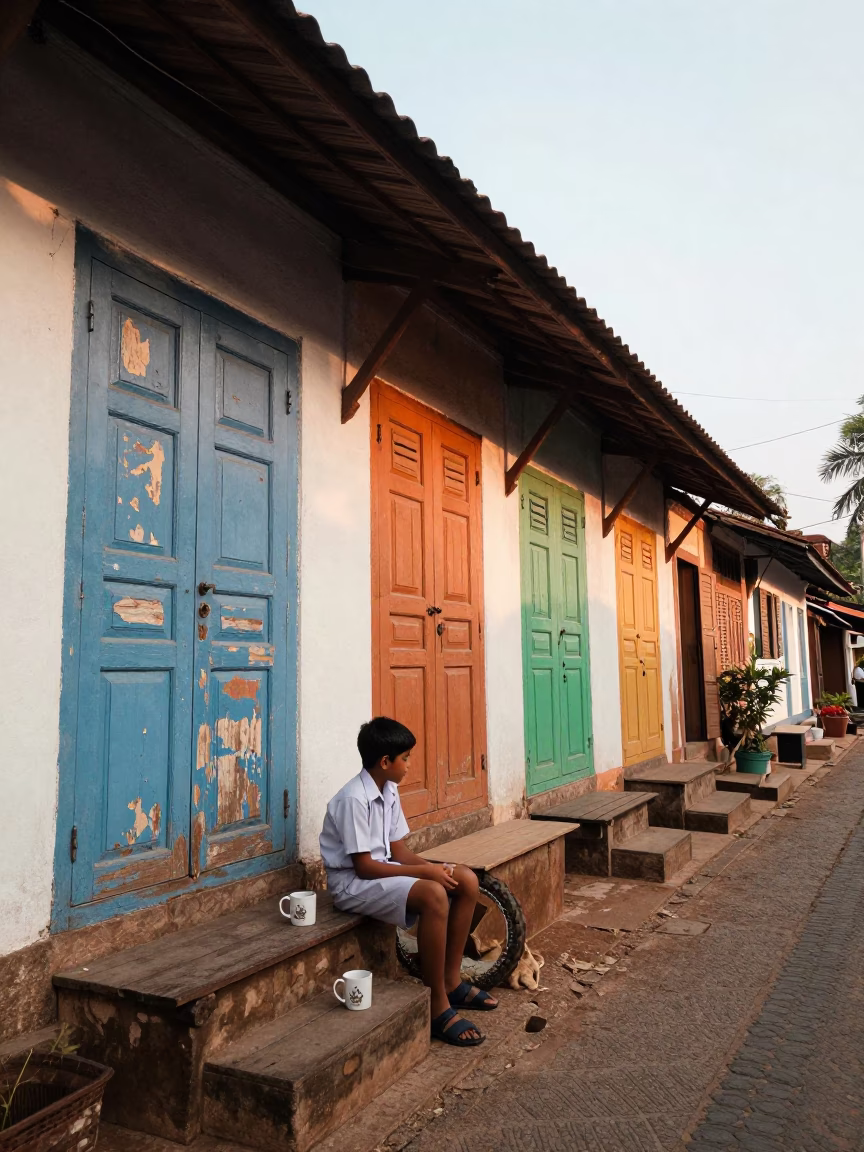 Cat just after sunrise in Kochi in in Kochi, India