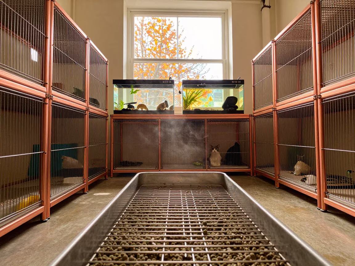 Cat Litter Rack in Belfast Adoption Room in inside an adoption room in Belfast
