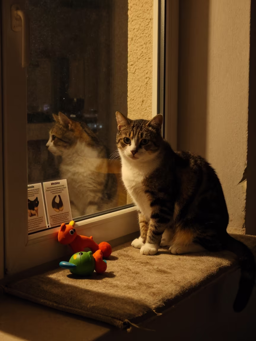Cat Lounge Window Perch Night Médéa in inside an adoption room in Médéa