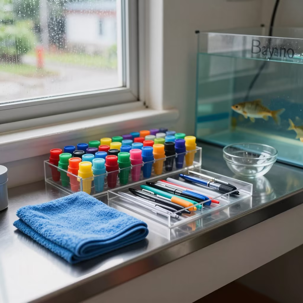 Cat Nail Caps Organizer on Service Counter in inside a fish bagging counter zone near Bayamo