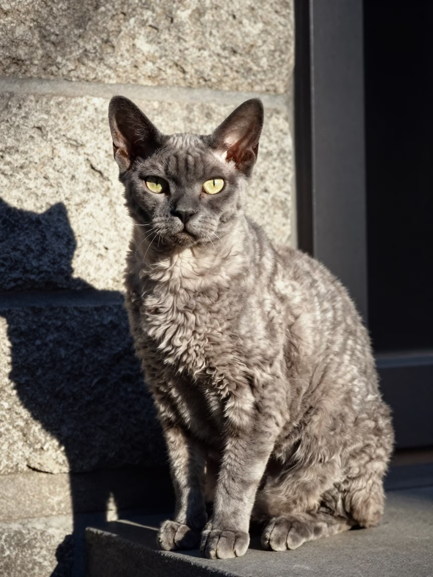 Cat Perched in Montreal at The Early Afternoon Light in in Montreal, Quebec, Canada