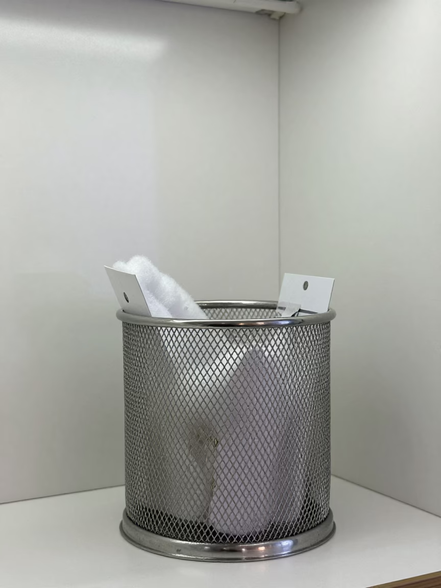 Cat Pheromone Refill Bin in Winter Kennel in inside a fish bagging counter zone in Karbala