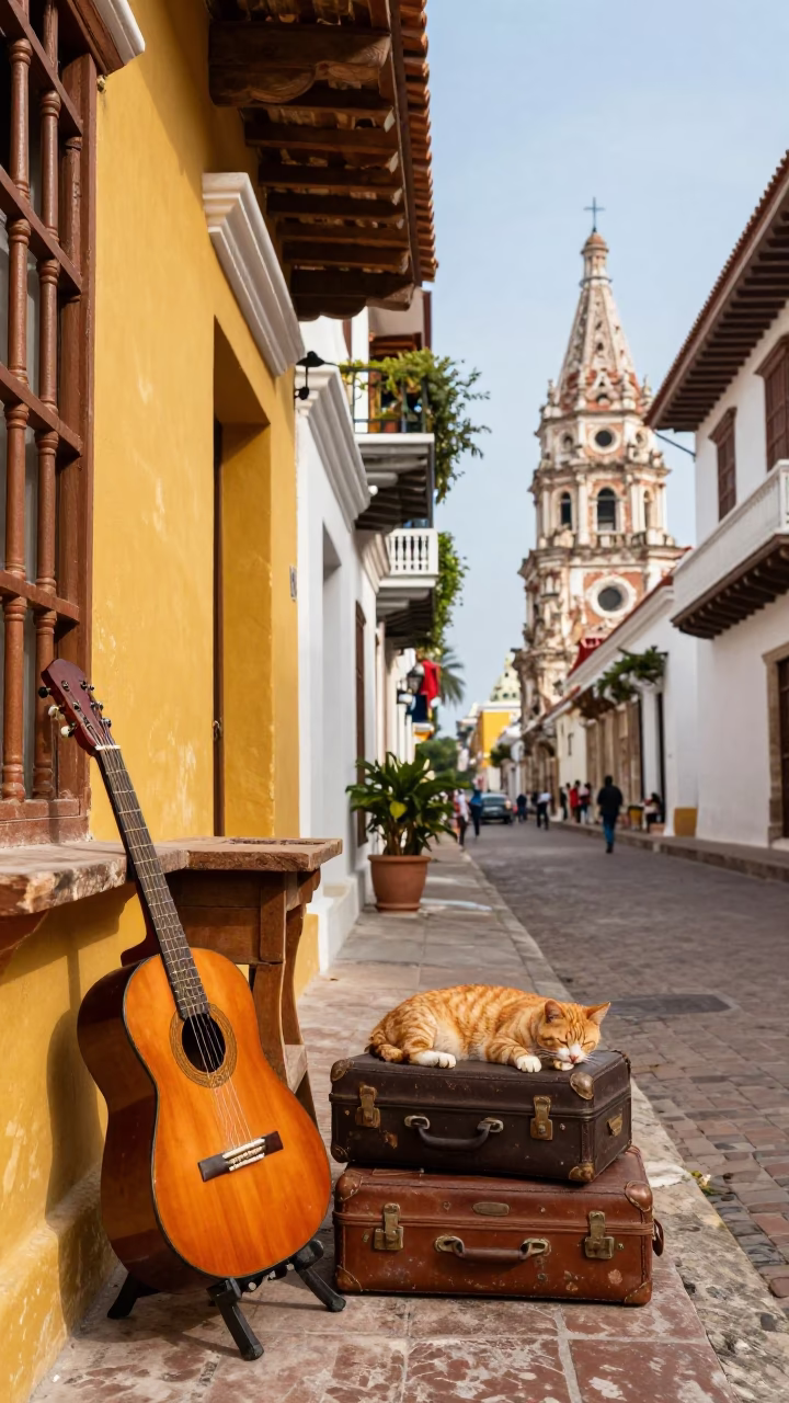 Cat Sleeping in Cartagena in in Cartagena, Colombia