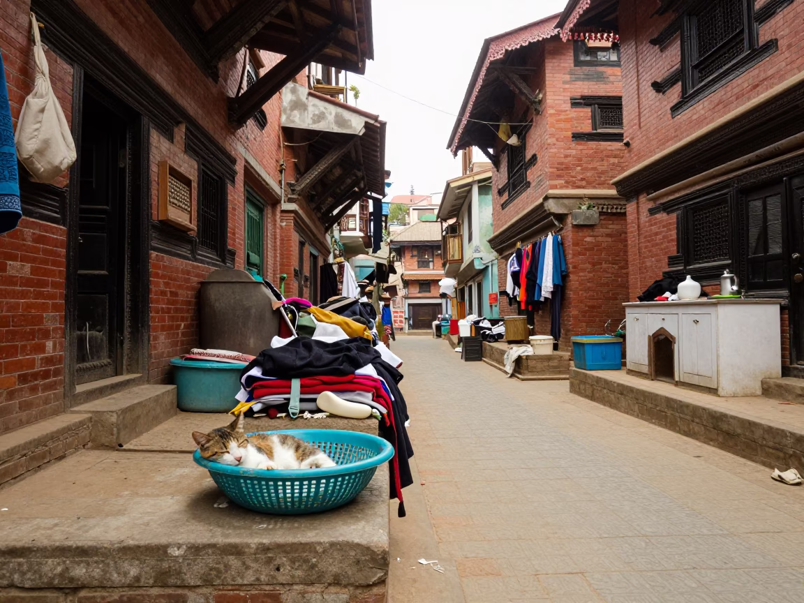 Cat Sleeping in Kathmandu in in Kathmandu, Nepal