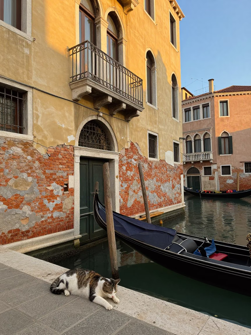 Cat Sleeping in Venice in in Venice, Italy