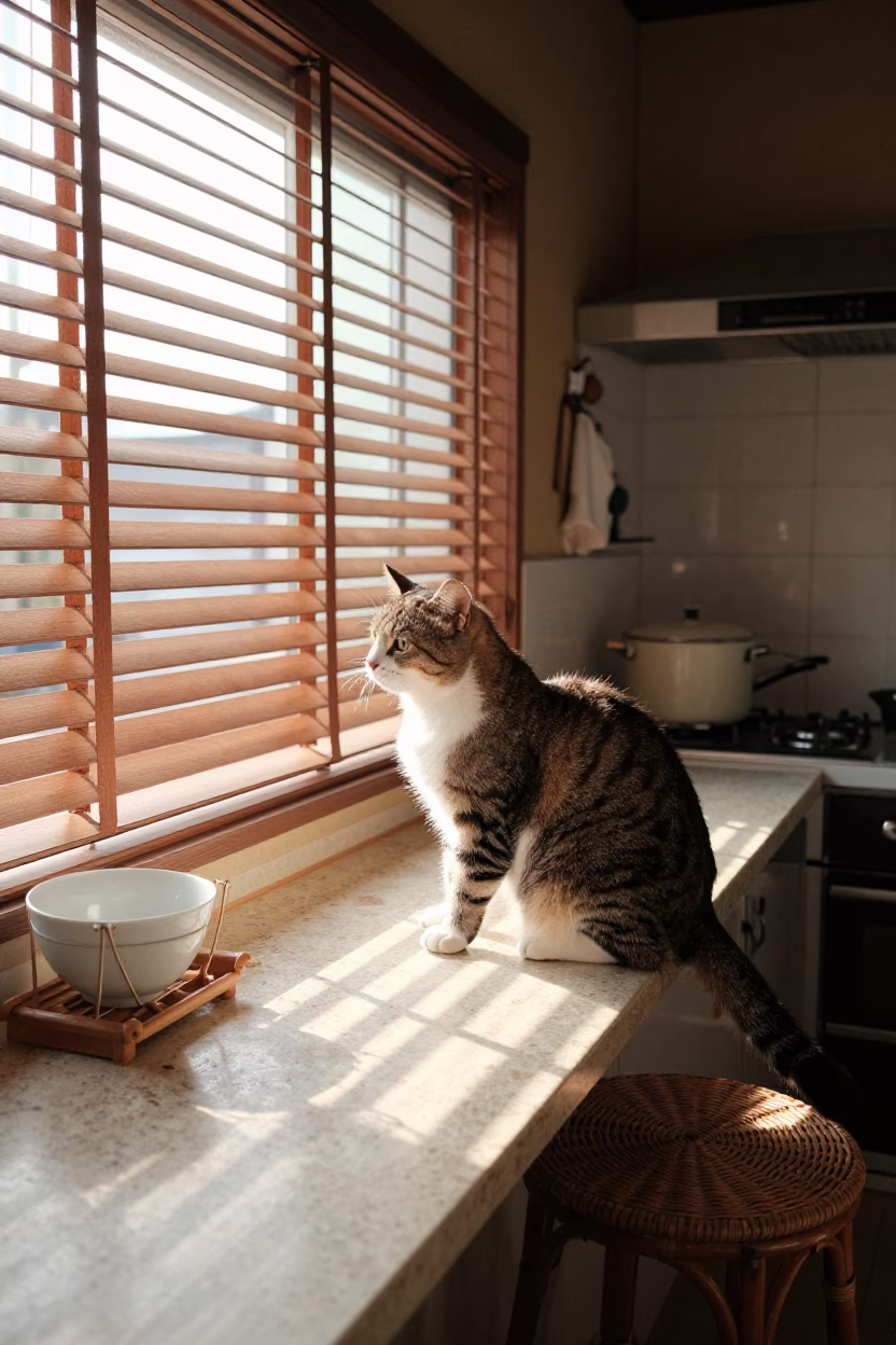 Cat Stretching in Fukuoka in in Fukuoka, Japan