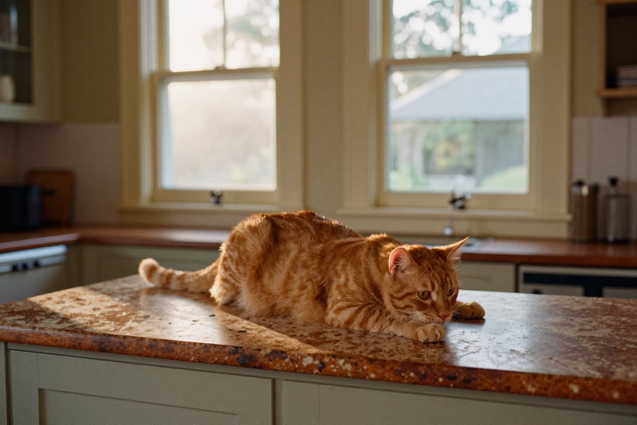 Cat Stretching in Hobart in in Hobart, Tasmania, Australia