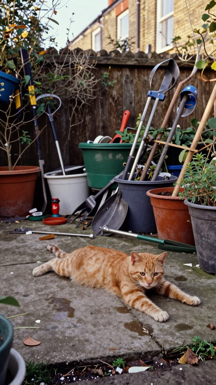 Cat Stretching in London in in London, United Kingdom