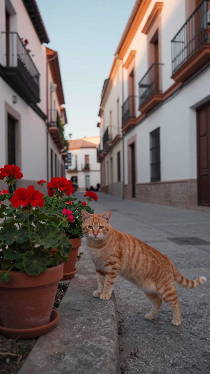 Cat Stretching in Madrid in in Madrid, Spain