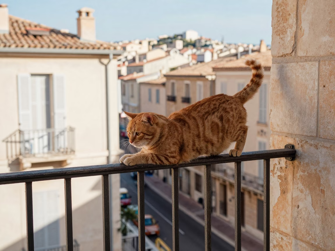 Cat Stretching in Marseille in in Marseille, France