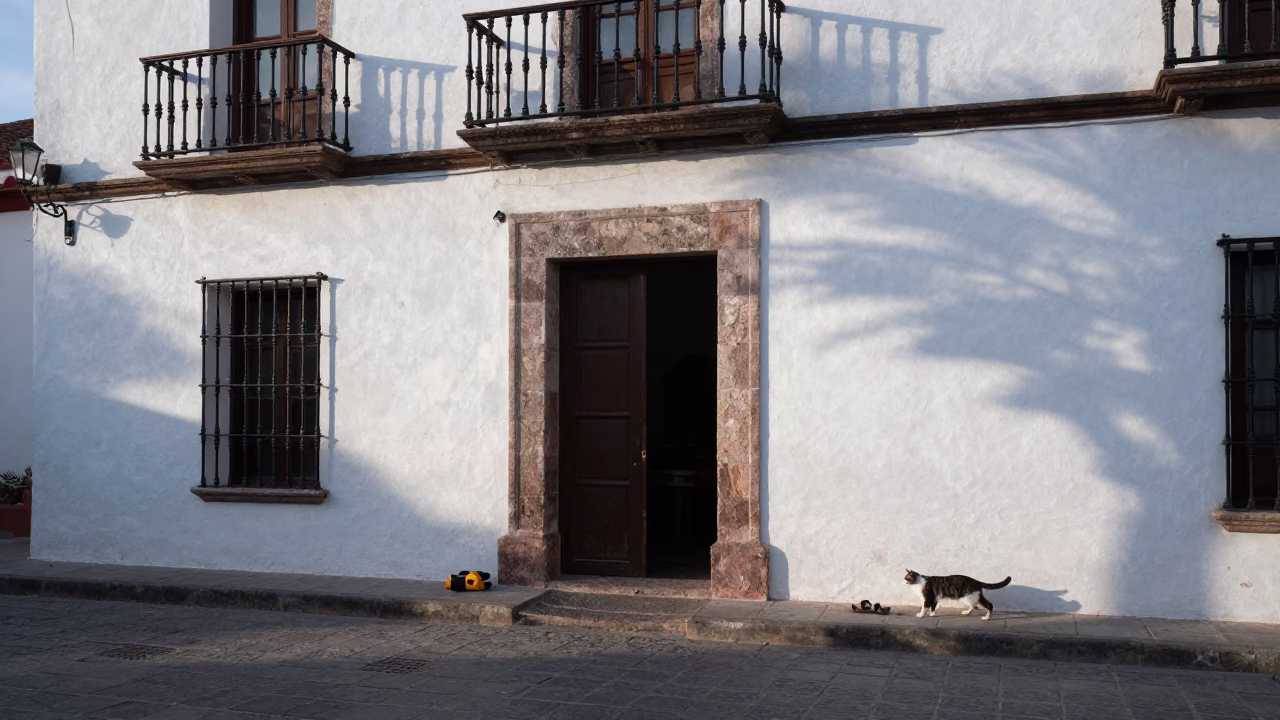 Cat Stretching in Merida in in Merida, Mexico