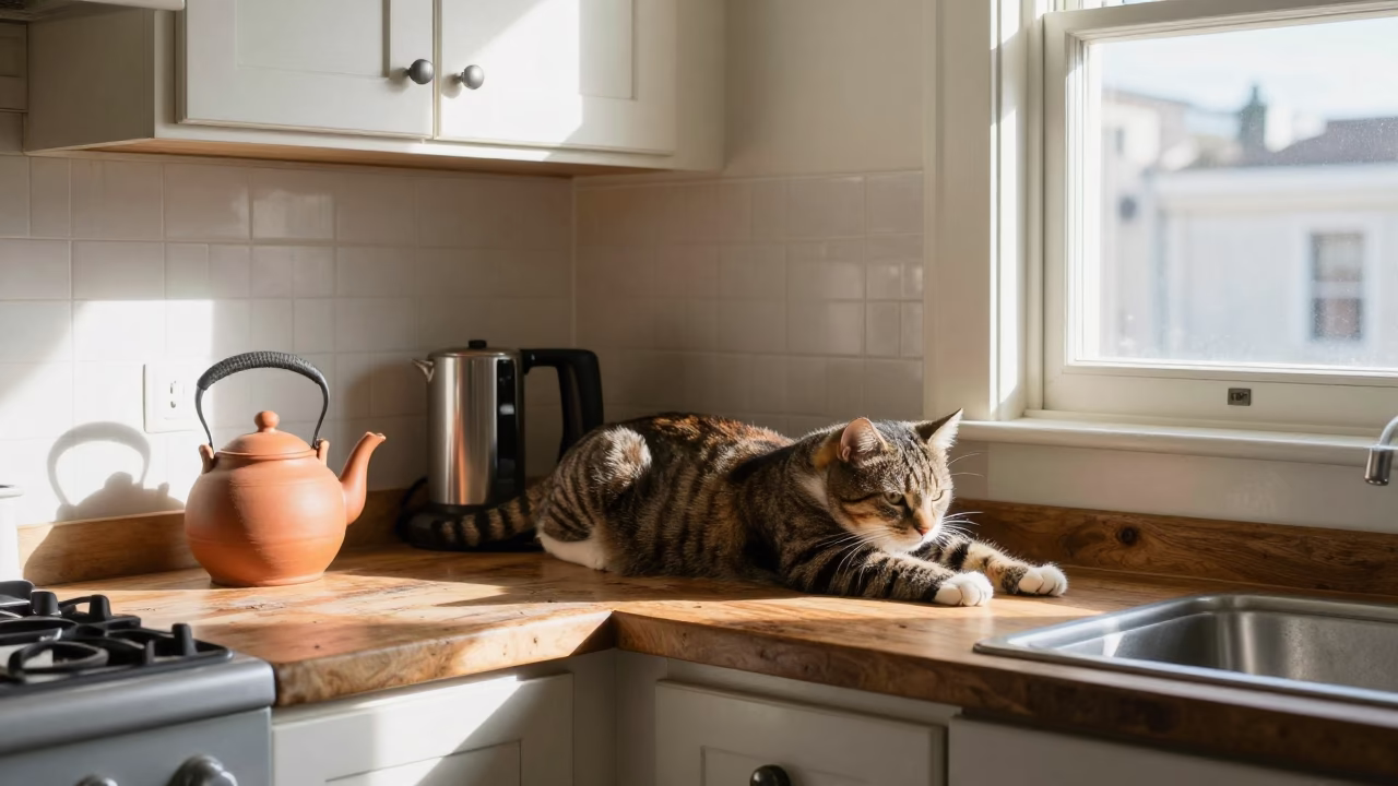 Cat Stretching in San Francisco in in San Francisco, California, United States