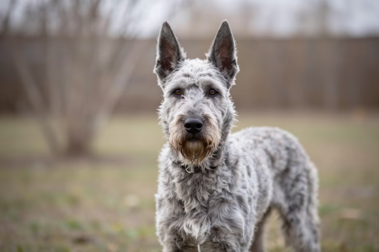 Catahoula Leopard Dog Portrait in Türkmenabat Garden in near a garden edge with soft morning light and an uncluttered background in Türkmenabat