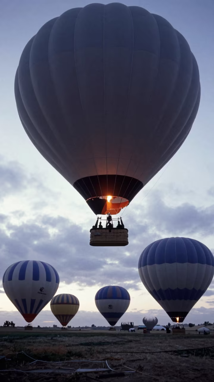 Catalonia Balloon Fleet Mass Ascent Predawn in in Catalonia