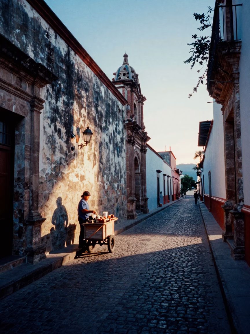 Catching Light in Oaxaca at Nautical Dawn Light in in Oaxaca, Mexico