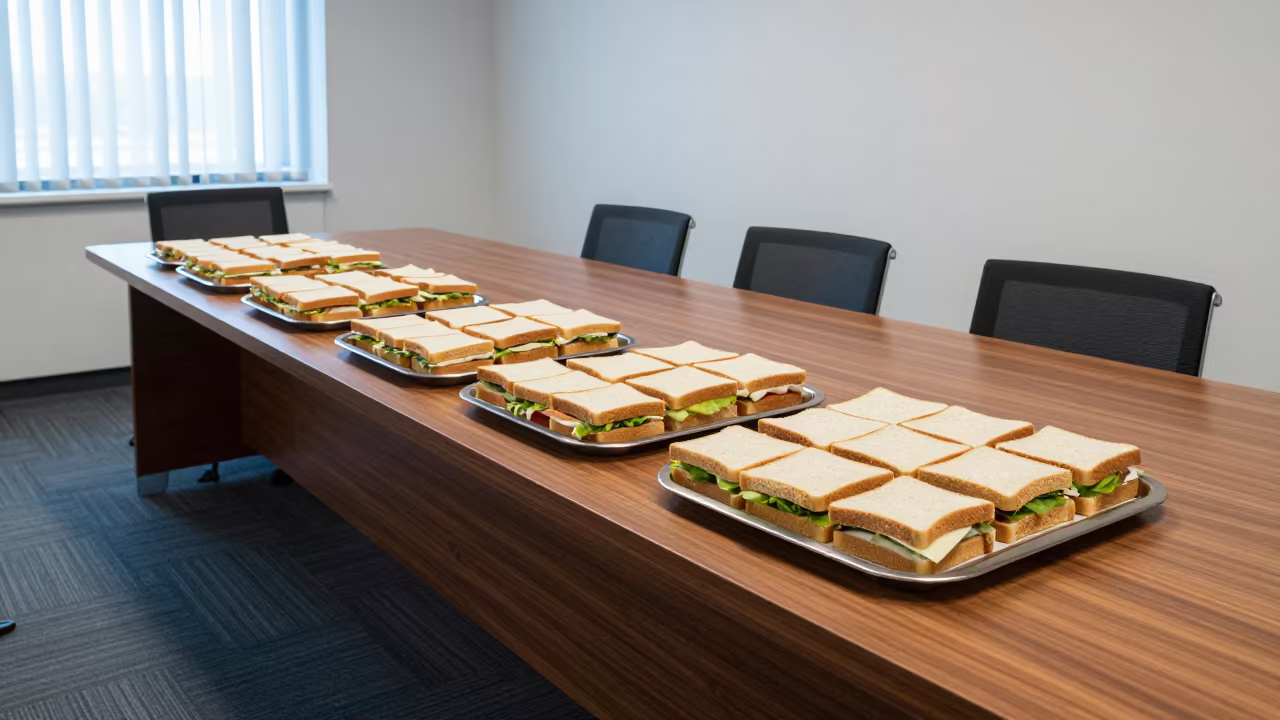 Catered Sandwiches on Boardroom Sideboard in inside a conference room near Keur Massar Sud