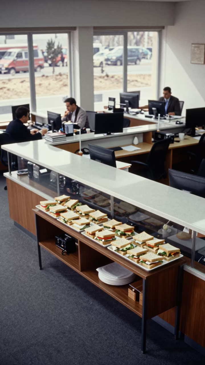 Catered Sandwiches on Office Sideboard in Afyonkarahisar in at an office reception desk in Afyonkarahisar