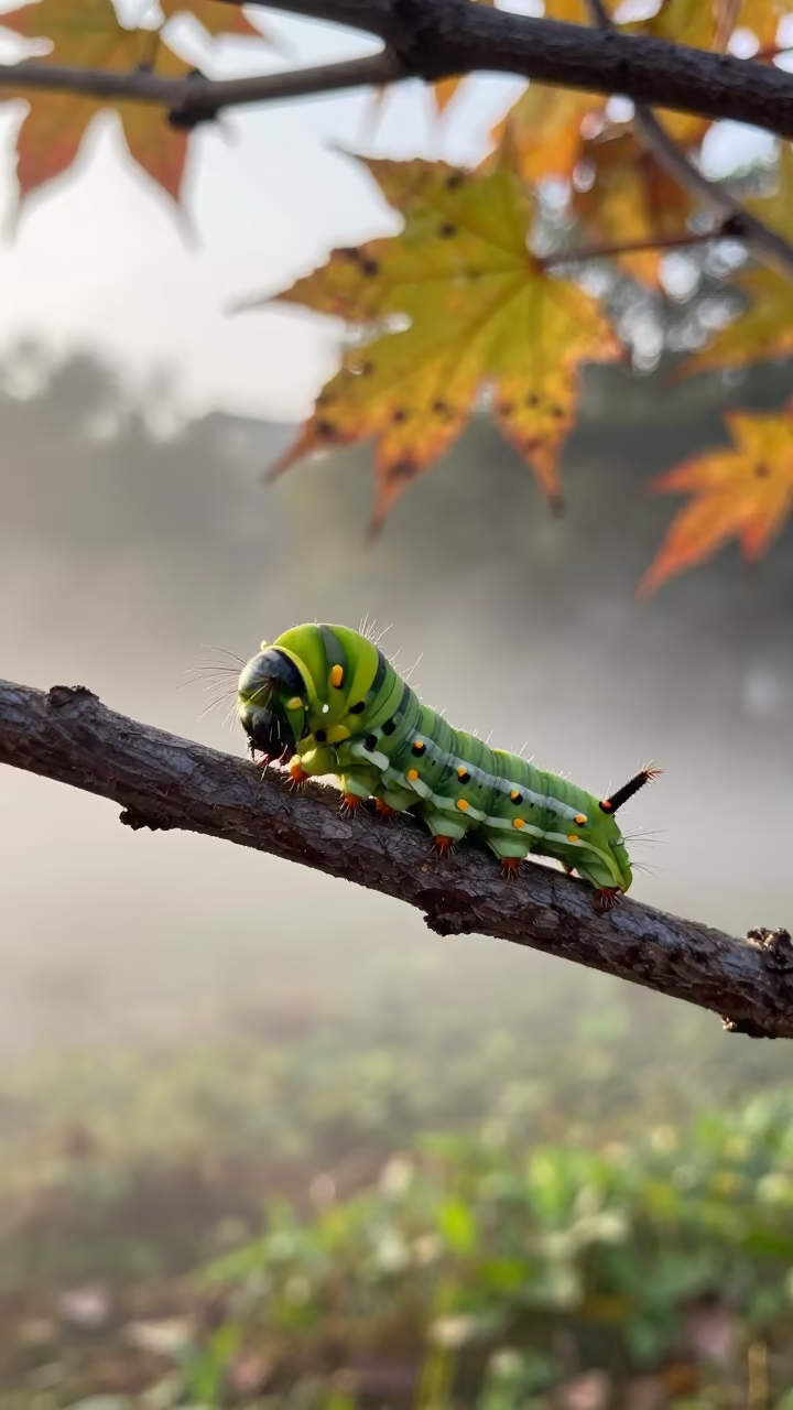 Caterpillar Prolegs Grip Twig in Gyeongju in near Gyeongju