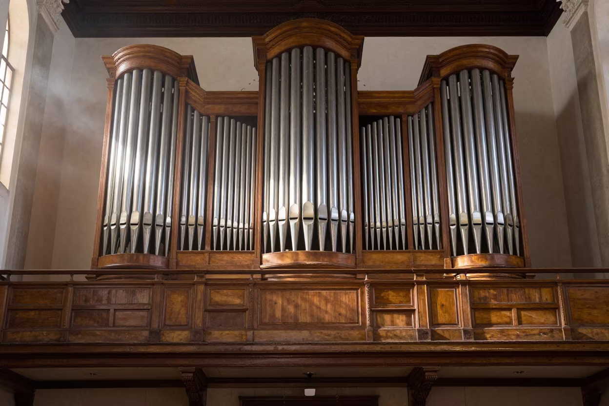 Cathedral Organ Pipes Noon Rehearsal Ouro Preto in in a rehearsal room in Ouro Preto