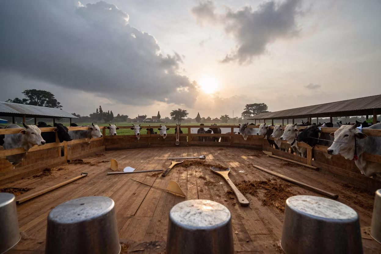 Cattle Auction Ring Morning Light Accra in inside a goldsmith workshop behind the market lane in Accra