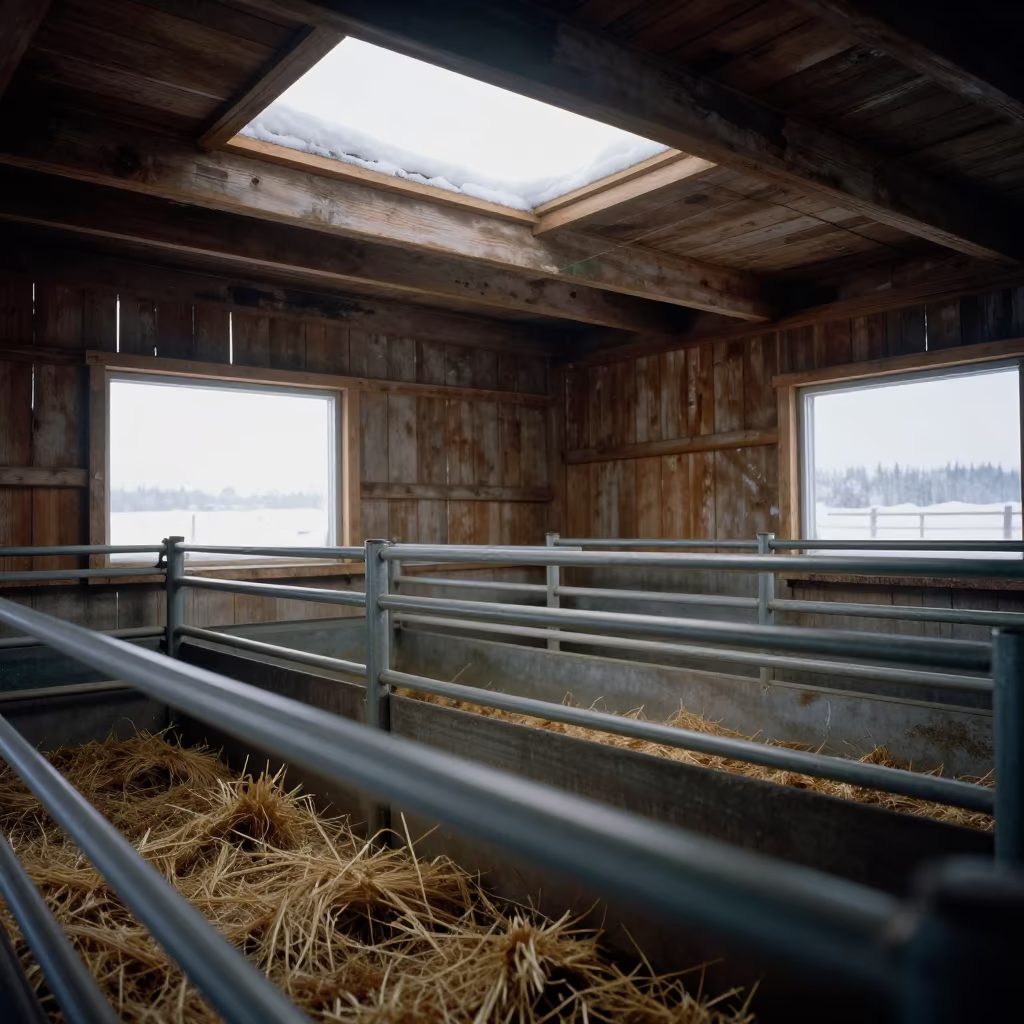 Cattle Chute in Alaska Shearing Shed Winter in inside a shearing shed in Alaska