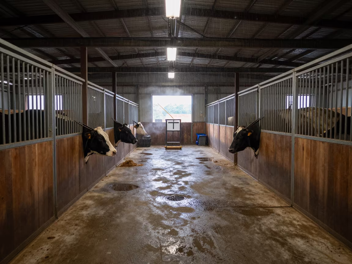 Cattle Chute in Tennessee Stable Evening Light in in a stable aisle in Tennessee