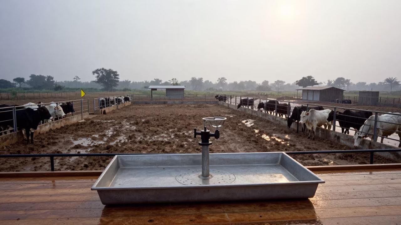 Cattle Dosing Gun Tray in Haryana Ranch Corral in inside a ranch corral in Haryana