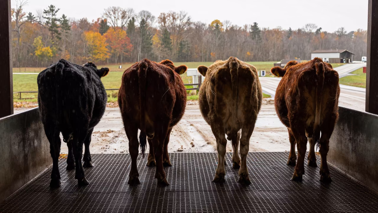 Cattle Hooves on Wet Steel Grating After Rain in along a feedlot lane in Rhode Island