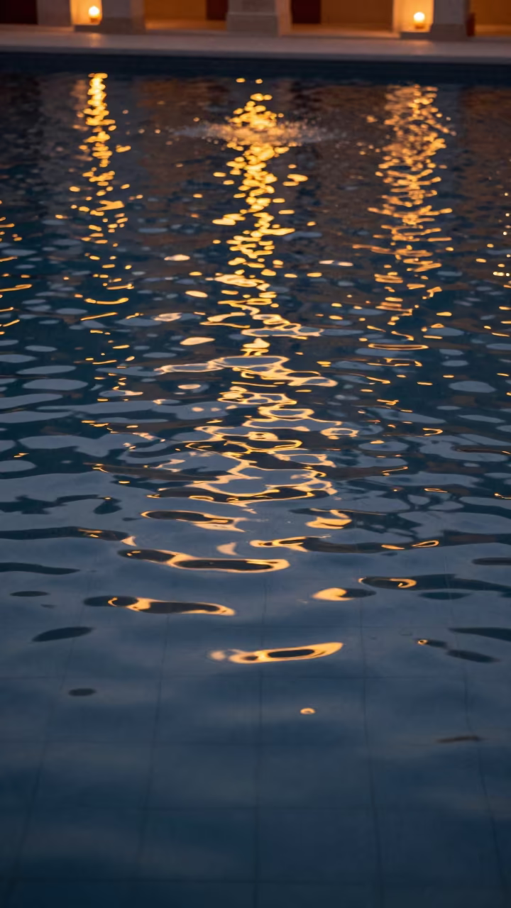 Caustic Light Patterns on Pool Floor in inside a vaulted atrium near Yekaterinburg