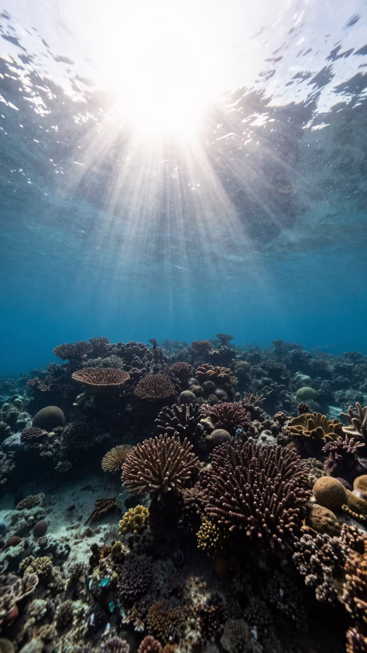 Cebu Barrier Reef Before Sunrise in along a coral wall with blue water beyond near Cebu
