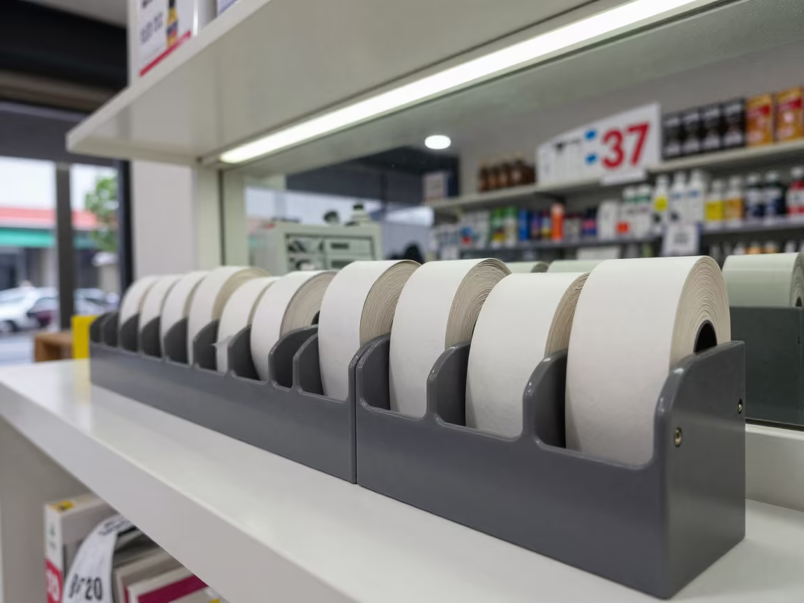 Cebu Store Queue Ticket Holder Under Noon Light in inside a storefront prepared for opening in Cebu