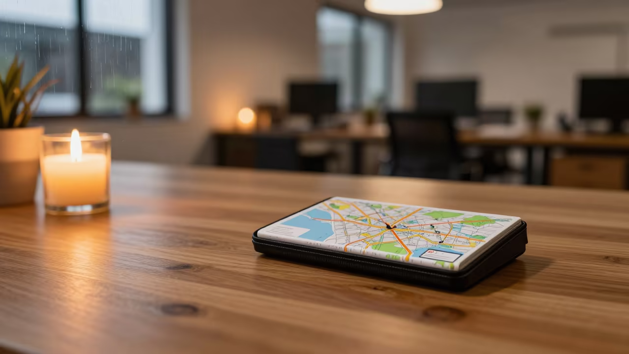 Cebu Workspace Map Pin Case in Evening Glow in inside a coworking floor near Cebu