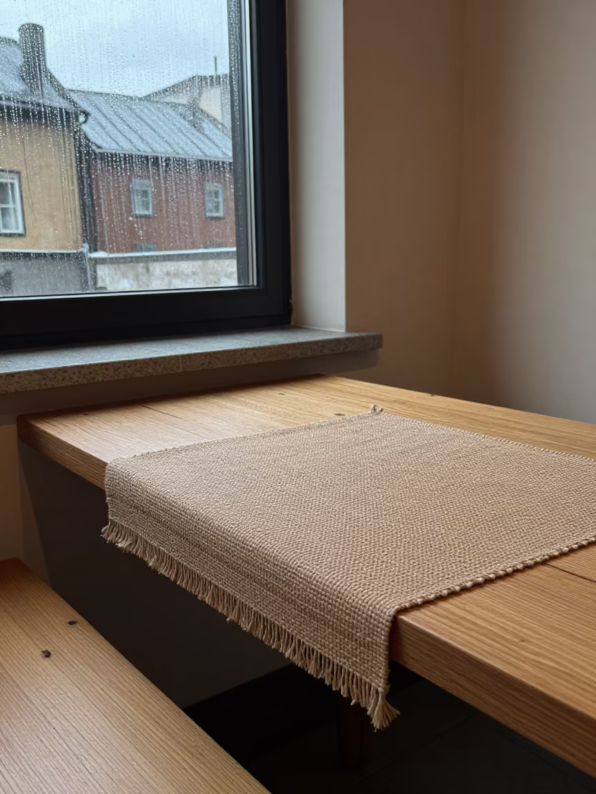 Cedar Bench Table Runner Monsoon Ledge in on a stone ledge in Malmo