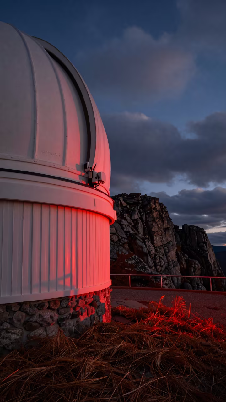 Cedar Needles on Observatory Threshold at Midnight in along a rocky geology outcrop near Prayagraj