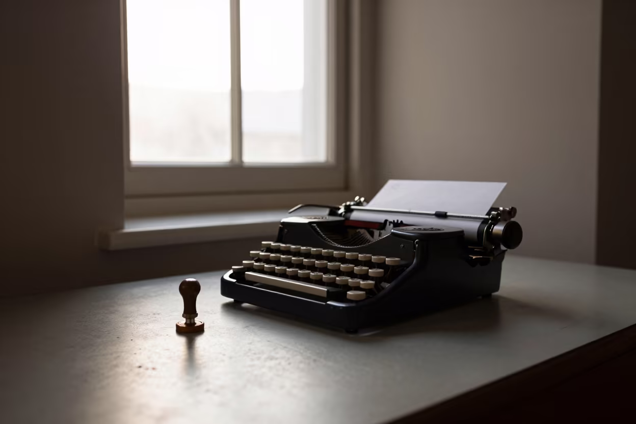 Cedar Typewriter Dawn Light Sydney Library in on a dusty library table near Paddington, Sydney