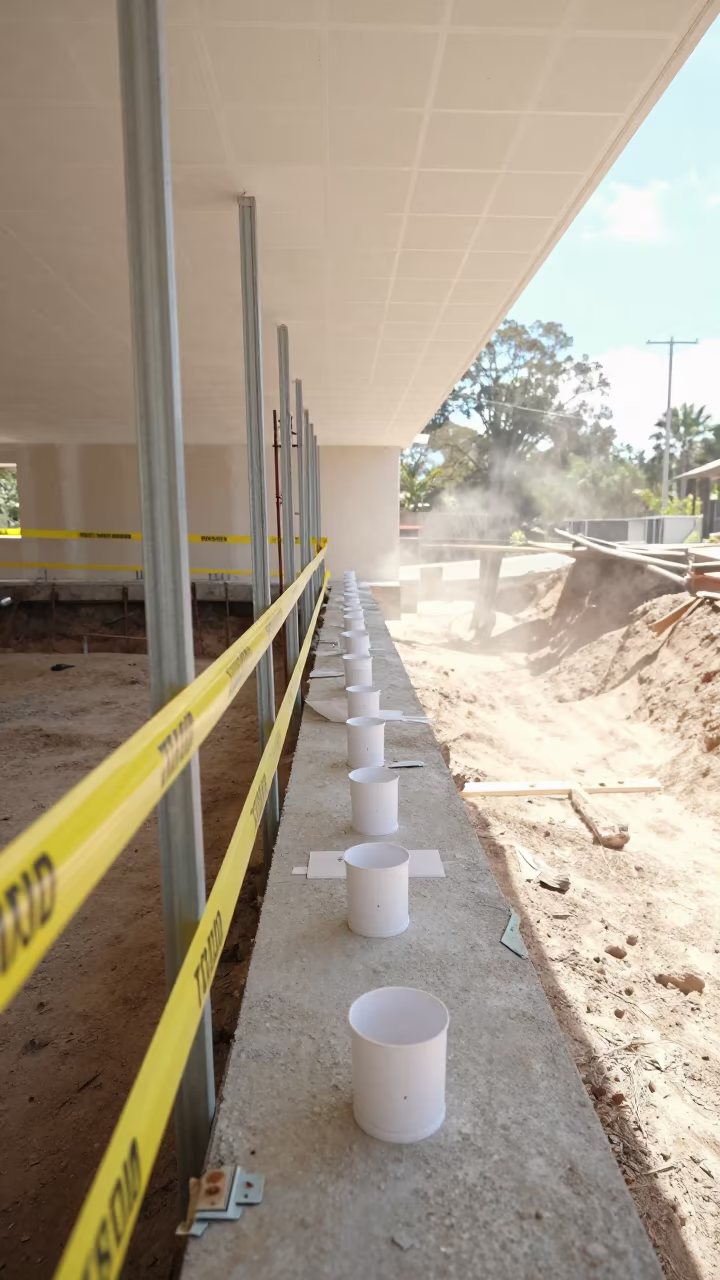 Ceiling Grid Splice Cover in Georgia Construction Site in inside a taped-off excavation edge in Georgia