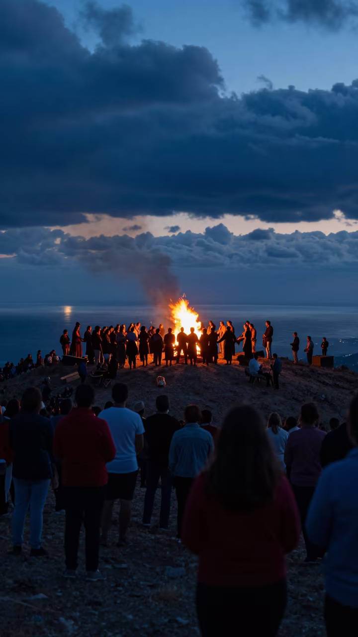 Celtic Bonfire Festival in Cartagena Twilight in at a festival street procession in Cartagena