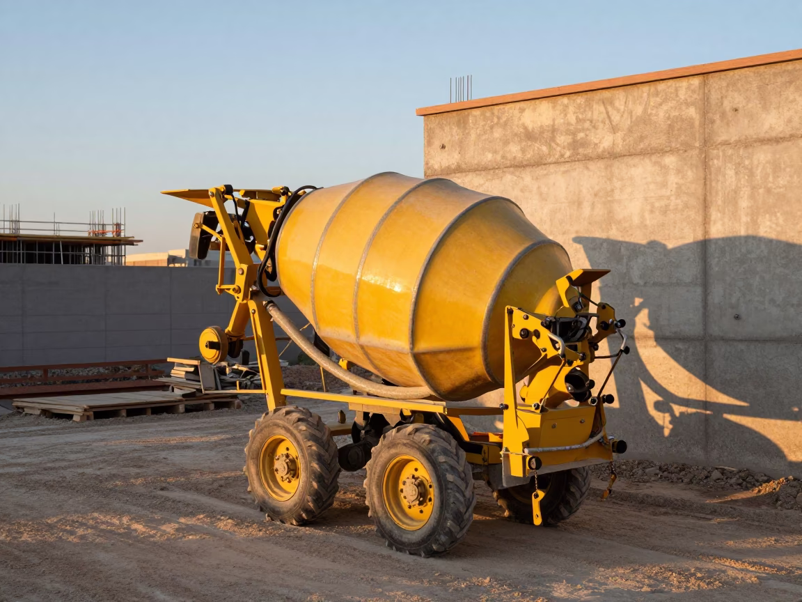 Cement Mixer and Construction Site in Honeyed Evening Light Nice France in in Nice, France
