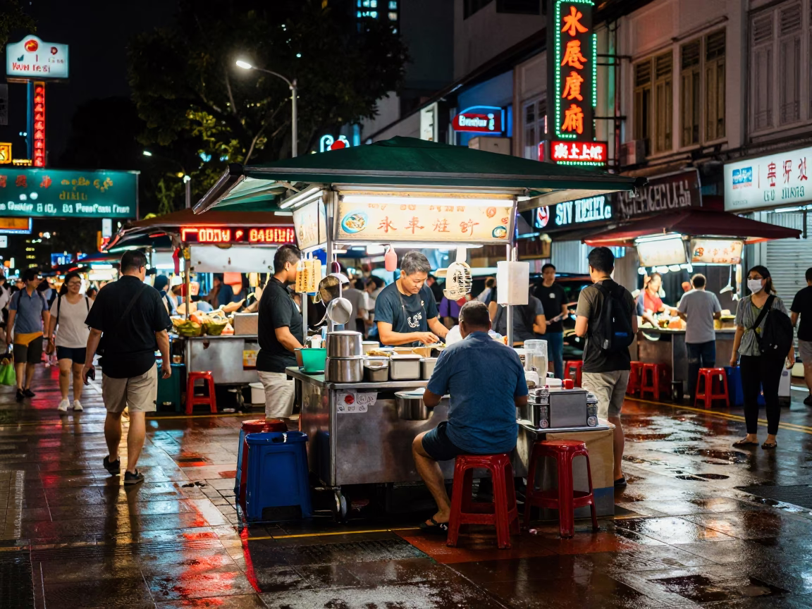 Center Stall in Singapore at Late At Night Light in in Singapore, Singapore