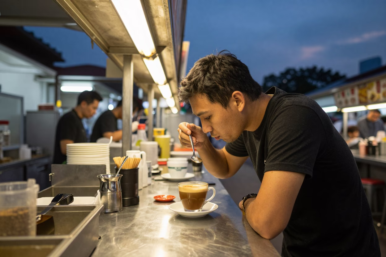 Center Stall in Singapore at Twilight in in Singapore, Singapore