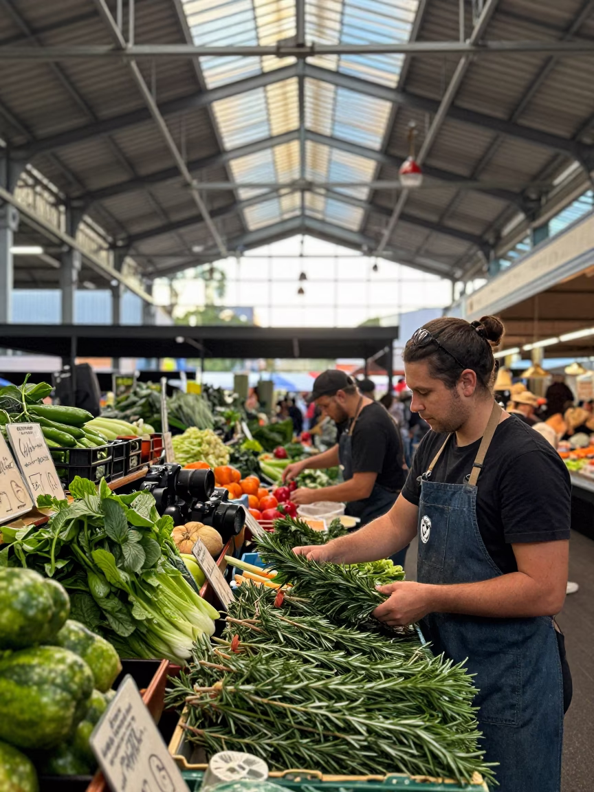 Central Market in Adelaide at First Light Of Dawn in in Adelaide, South Australia, Australia