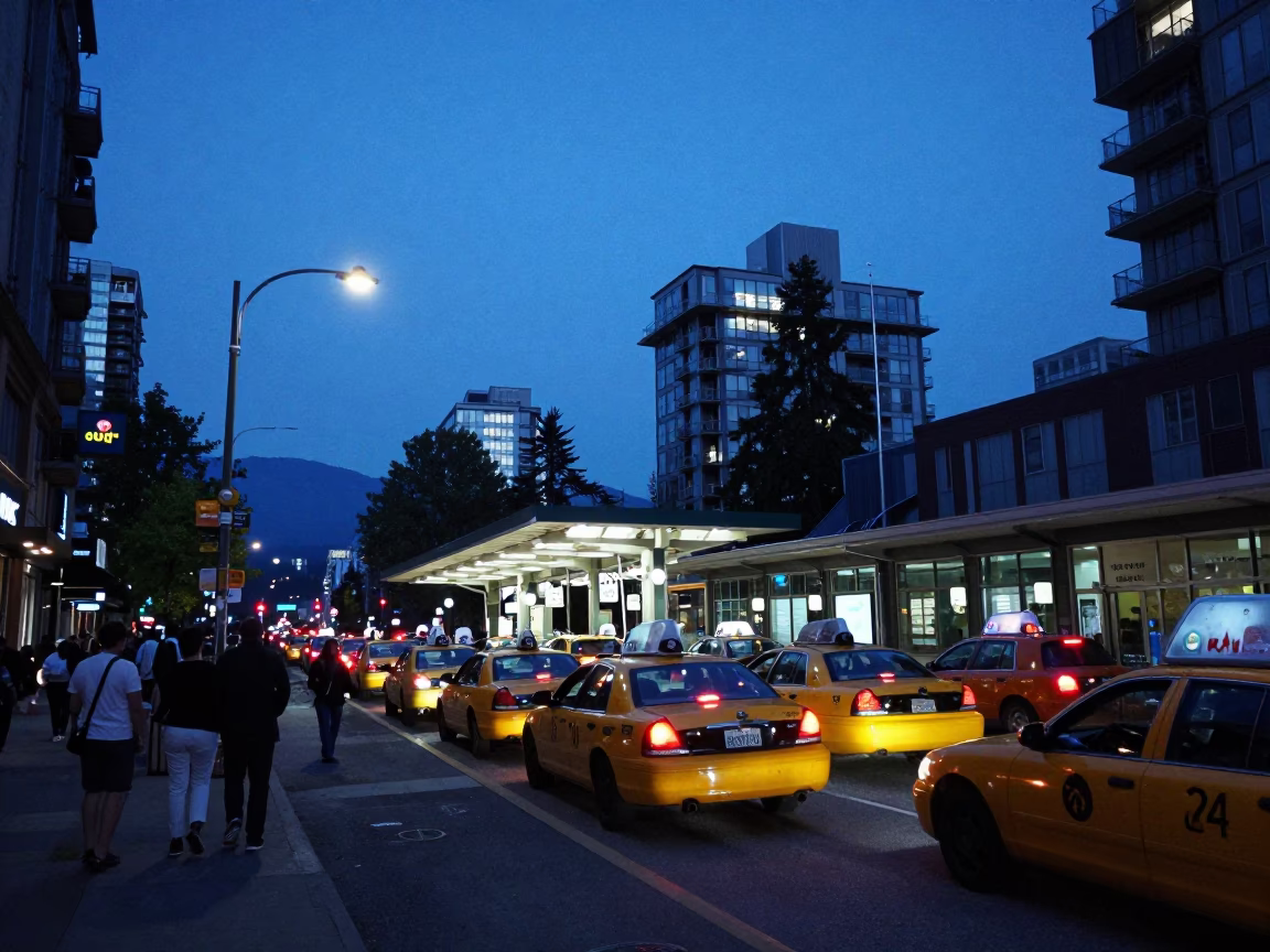 Central Station at Twilight in Vancouver in in Vancouver, British Columbia, Canada