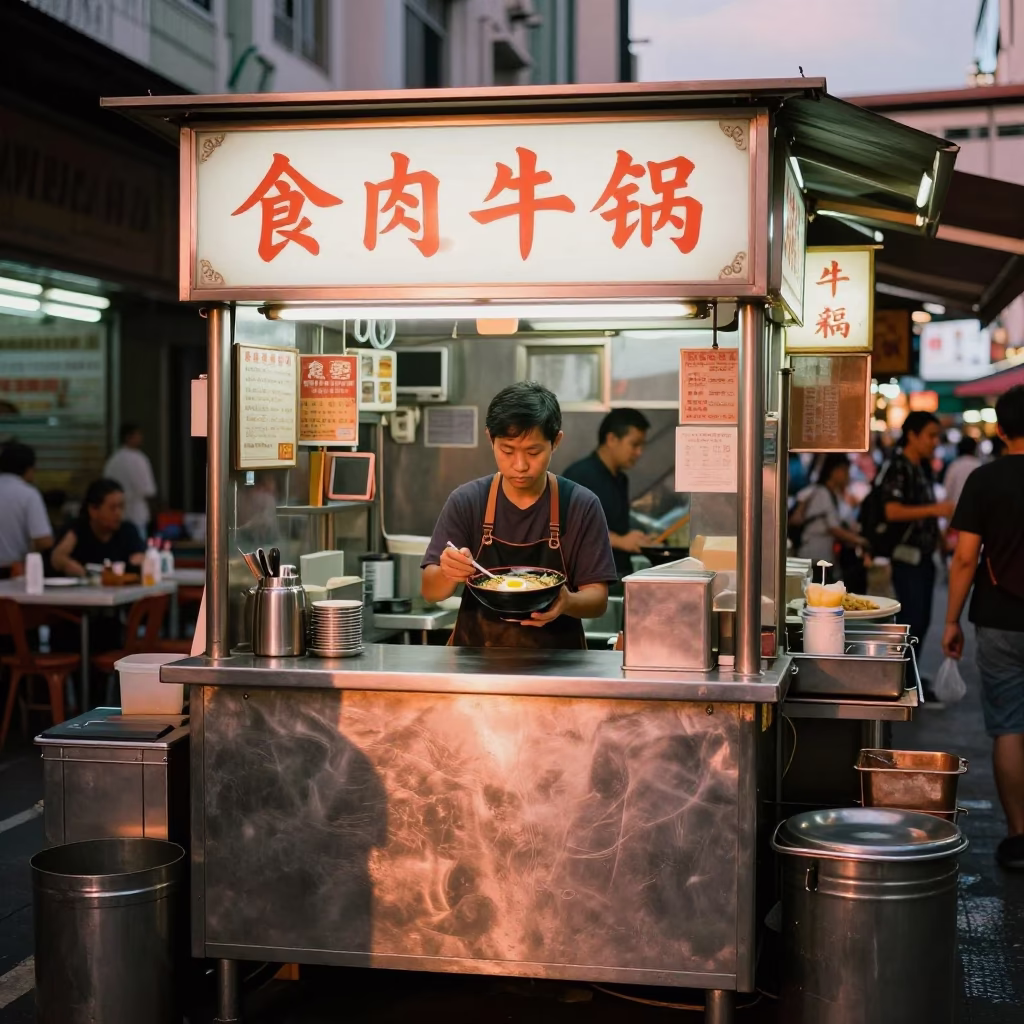 Centre Stall in Singapore at Copper-toned Light Before Dusk in in Singapore, Singapore