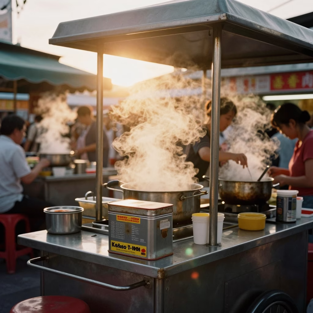 Centre Stall in Singapore at Sunset Light in in Singapore, Singapore
