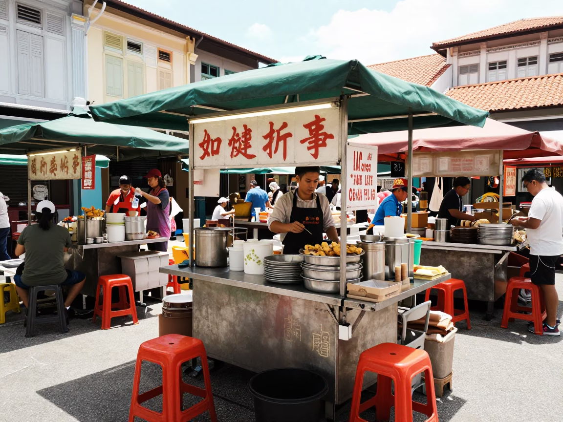Centre Stall in Singapore at The Flat Glare Of Noon Light in in Singapore, Singapore
