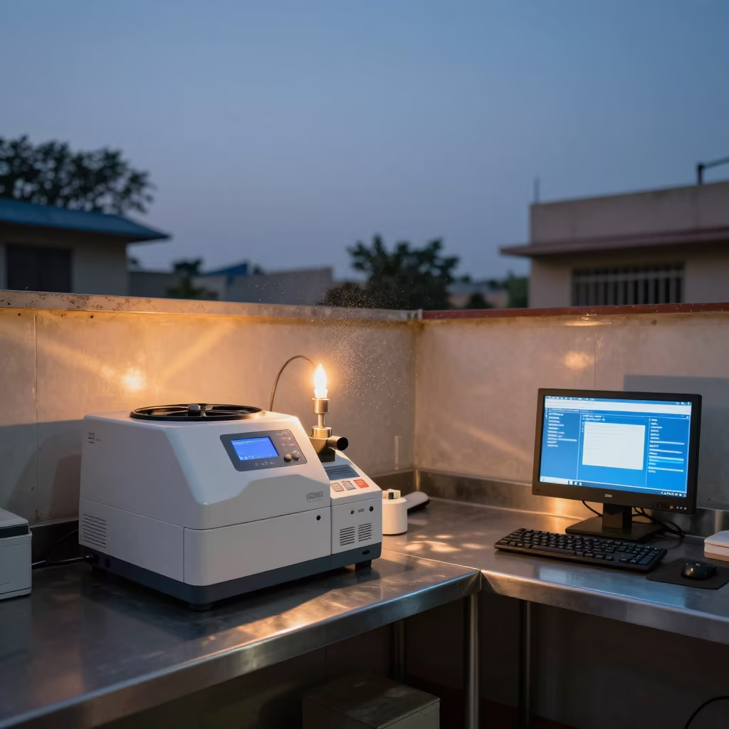 Centrifuge at Nurse Station Under Candlelight in at a nurse station under monitor glow in Amravati
