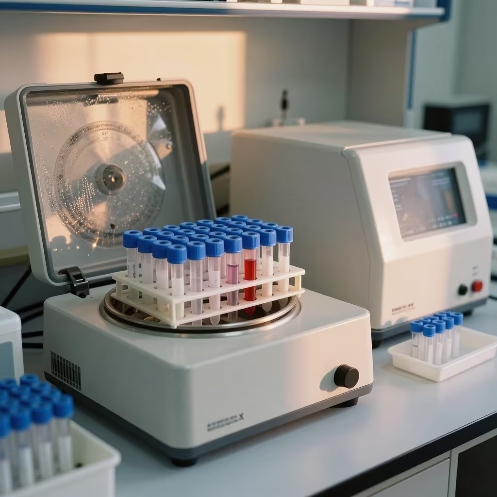 Centrifuge Rack and Pipettes on Osaka Workbench in at an engineering workbench near Amerikamura, Osaka
