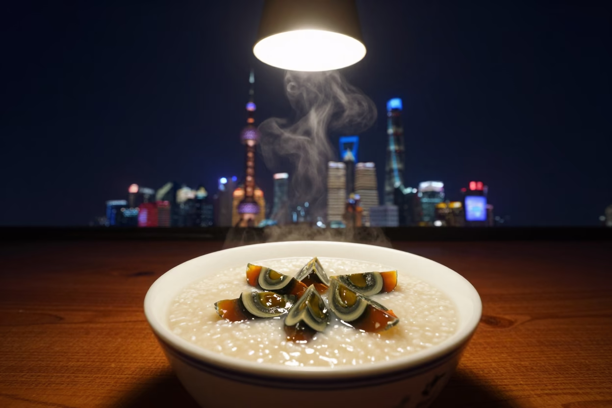 Century Egg in Shanghai at The Deepest Night Sky Light in in Shanghai, China