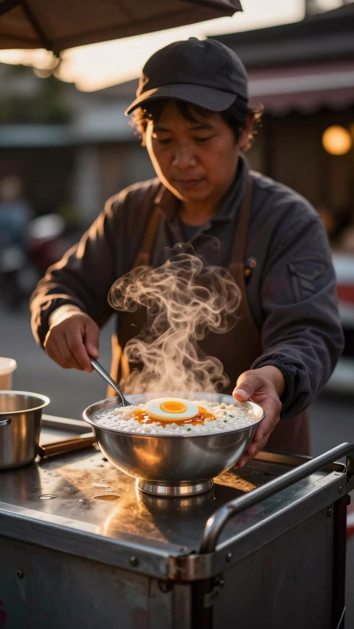 Century Egg in Tainan at Honeyed Evening Light in in Tainan, Taiwan