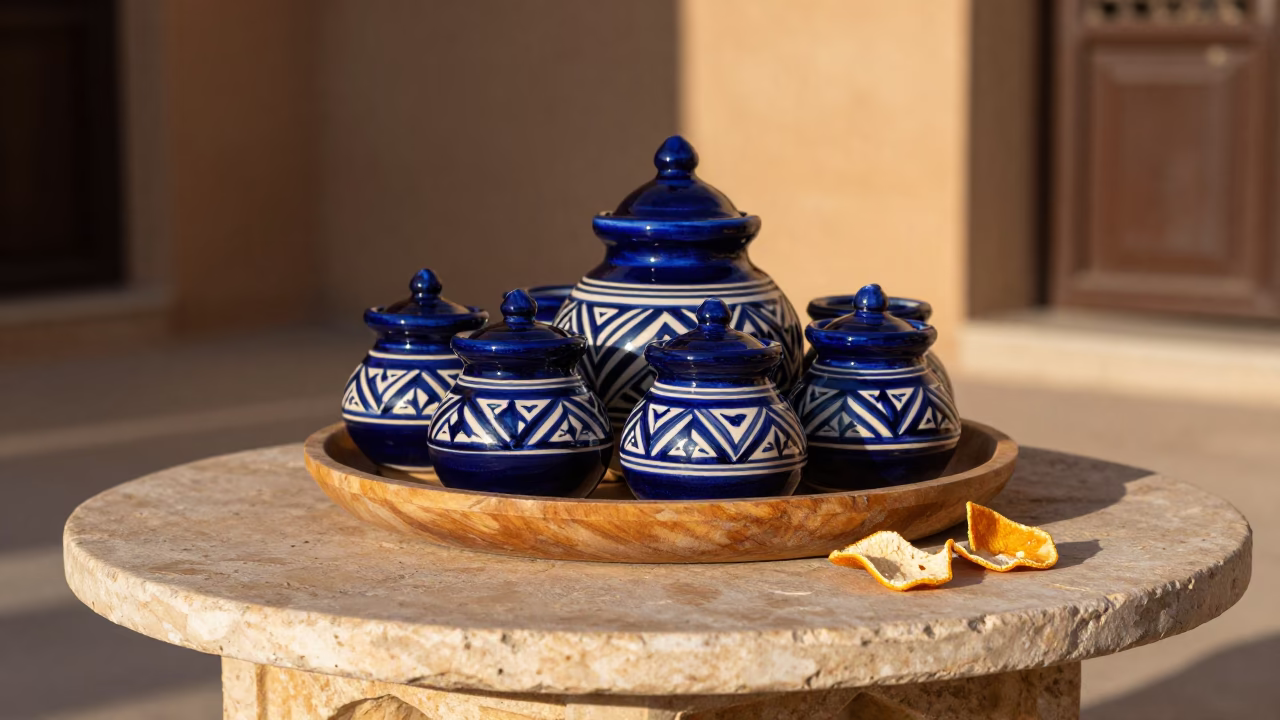 Ceramic Canisters in Fez in in Fez, Morocco
